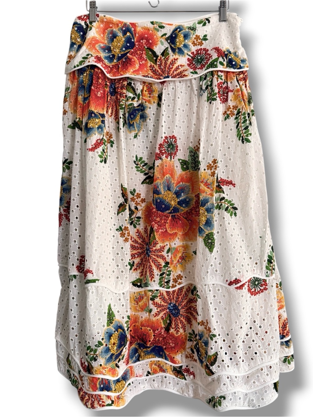 FARM Rio Delicate Garden Eyelet Midi Skirt Size Medium NWT $265 - Picture 2 of 10